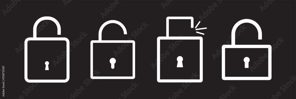 Lock icon set simple design