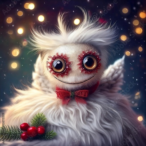 Adorable Winter Monster with Large, Sparkling Eyes photo