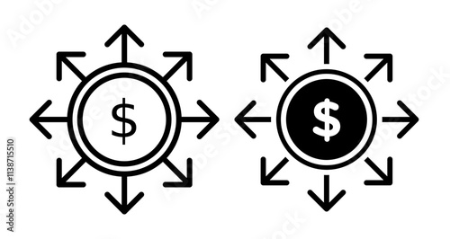 Diversify Icons vectors. black solid and liner versions