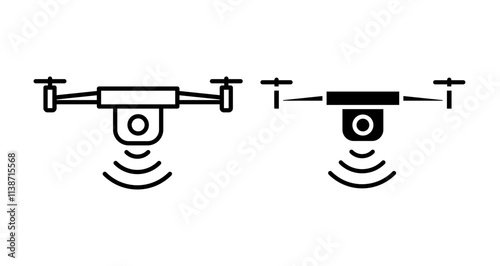 Drone icons in black and blue set