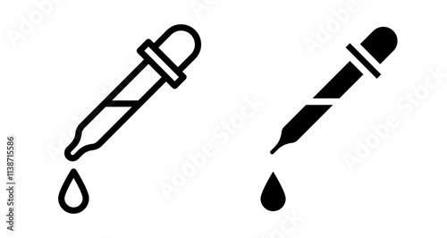 Dropper bottle Icons vectors. black solid and liner versions