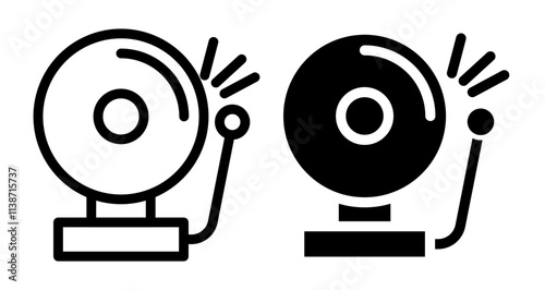 Fire alarm Icons set in solid and thin line style