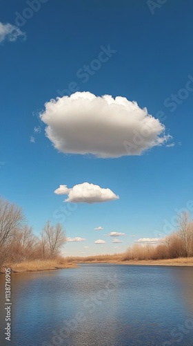 Bright fluffy clouds filling the blue sky during a sunny afternoon