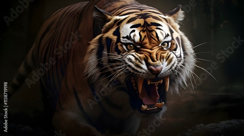 Tiger wild screaming roars