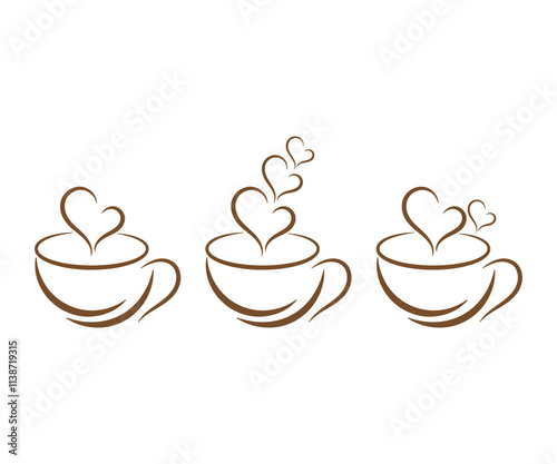 Wallpaper Mural Coffee Cup With Heart Shape Logo Design, Vector Illustration Torontodigital.ca