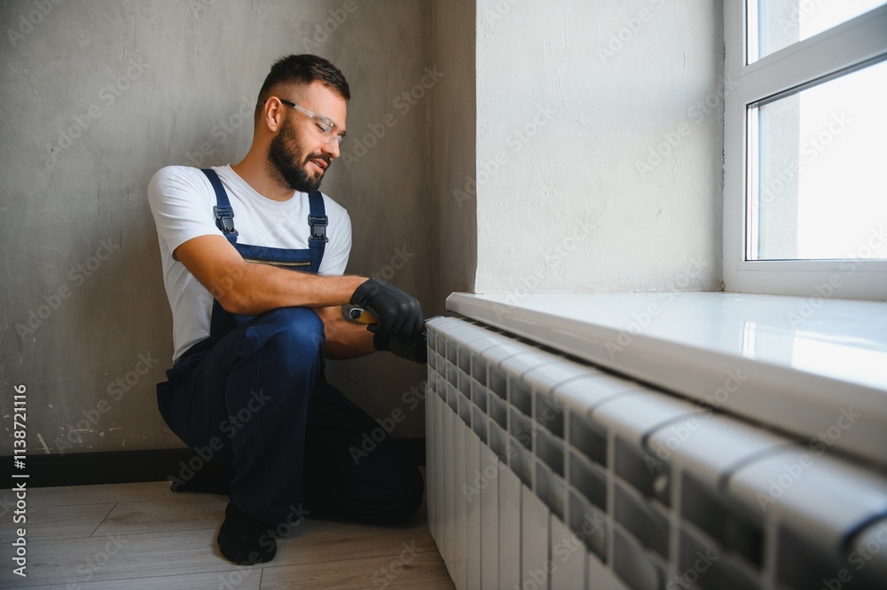 Fotografie Repair heating radiator close-up