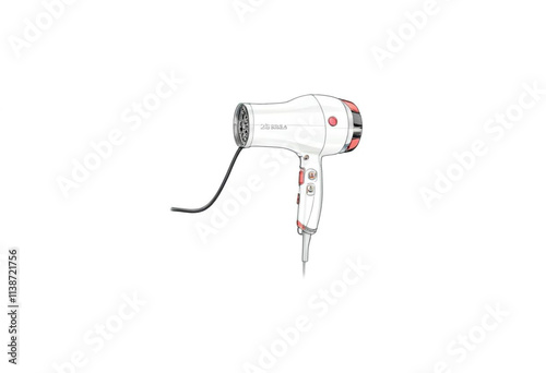 Electric hair dryer isolated on white background.