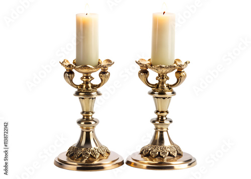 candlestick with candles isolated on white background. Png transparent