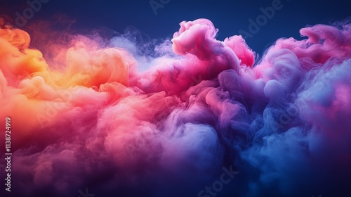 Colorful swirling smoke pattern creating an abstract design in bright tones o...