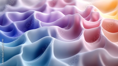 Abstract pattern of flowing waves in soft pastel colors creating a serene vis...