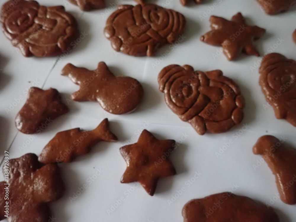 traditional christmass gingerbreads in various shapes