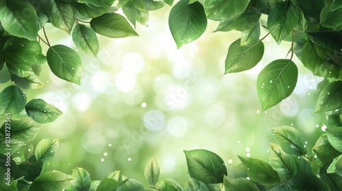 Sunlight filtering through lush green leaves in a serene outdoor setting