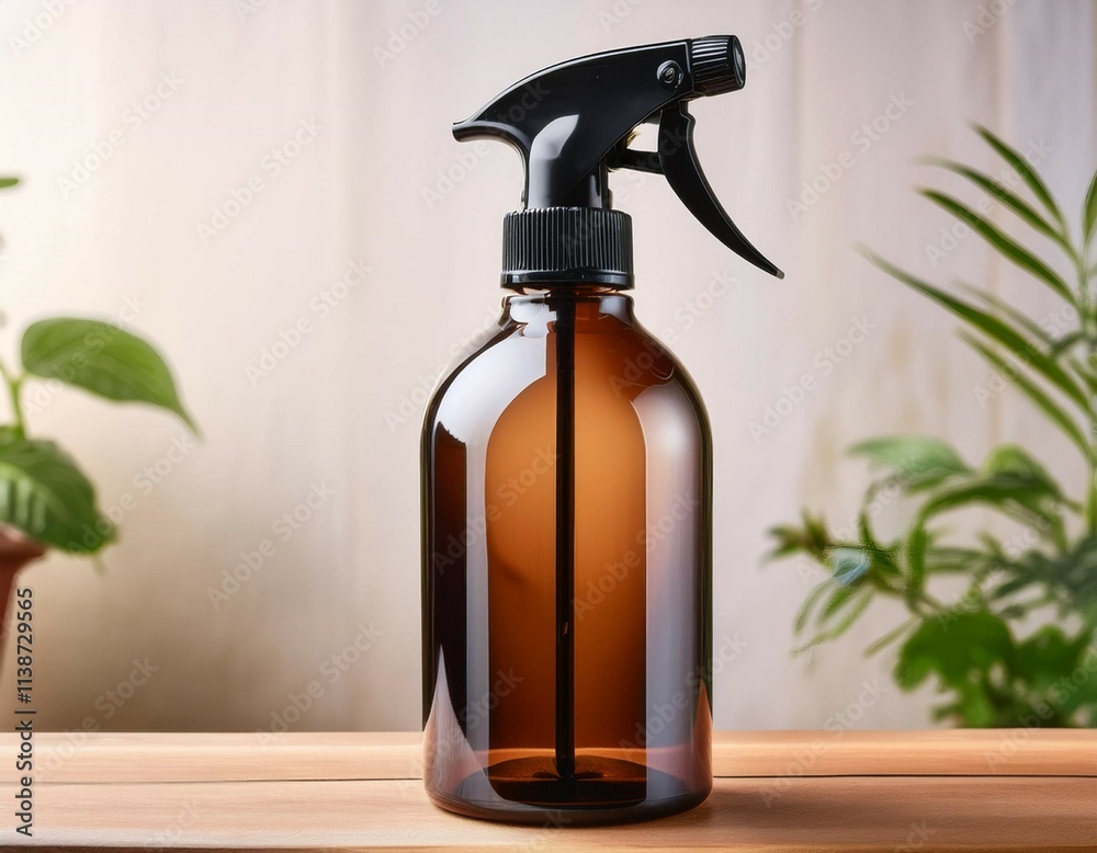 a brown glass spray bottle with a black trigger perfect for gardening or crafting a brown glass spray bottle with a black trigger perfect for gardening or crafting