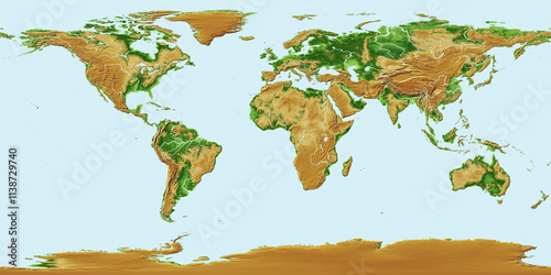 Obraz na plátně Earth's planisphere with elevations