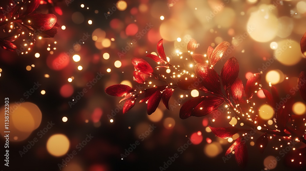 Red Fireworks Celebration Background with Golden Lights 8K Realistic Red Fireworks Celebration Background with Golden Lights 8K Realistic