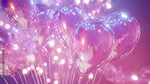 Wallpaper Mural Silver Balloons Forming 2025 with Festive Fireworks in Pink and Purple Torontodigital.ca