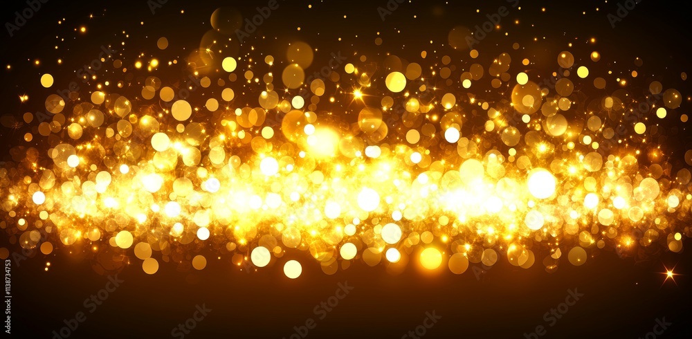 Obraz premium Stars from Christmas lights hanging from fir branches in an abstract, blurred background.