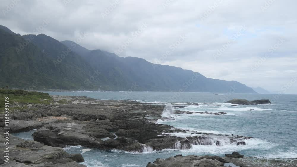 Seascape in Exotic Country with the Force of Waves 4K Nature Video Seascape in Exotic Country with the Force of Waves 4K Nature Video