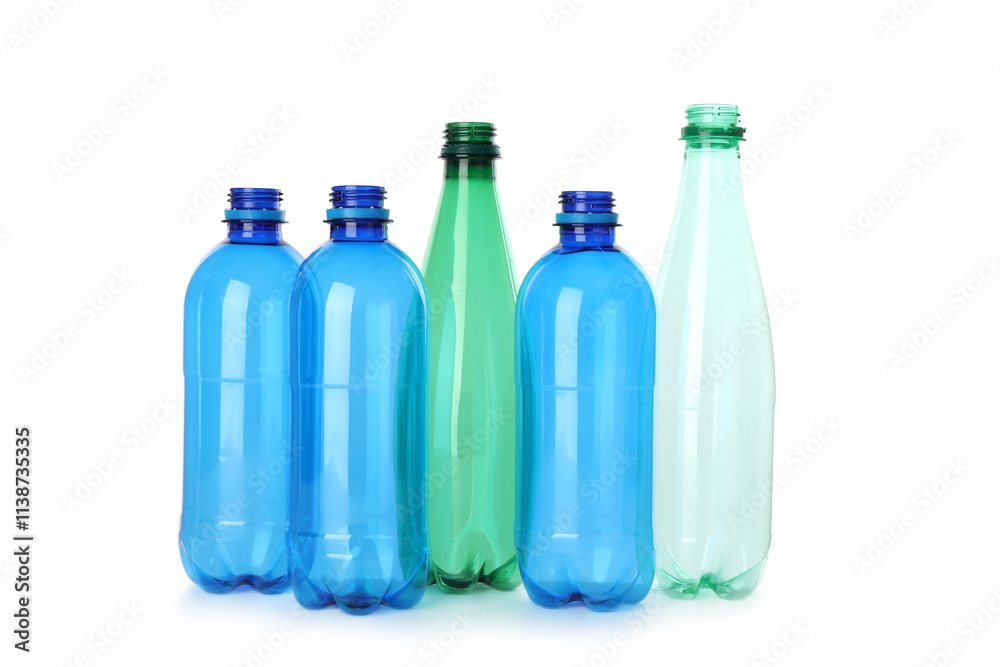 Many empty plastic bottles isolated on white Many empty plastic bottles isolated on white