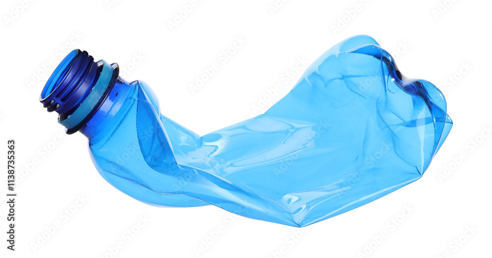 Fototapeta premium One crumpled plastic bottle isolated on white