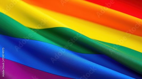 Vibrant Rainbow Flag Waving in Bright Colors With Smooth Flowing Folds