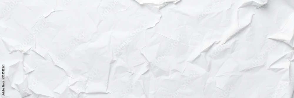 A crumpled piece of white paper with soft shadows on a white background, space, wrinkled, empty A crumpled piece of white paper with soft shadows on a white background, space, wrinkled, empty