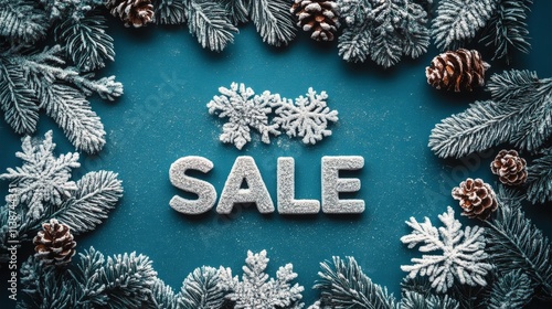 Sale sign covered in frost on a chilly winter day in a quiet outdoor setting