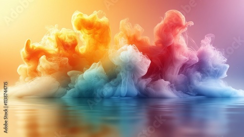 Colorful swirling smoke pattern creating an abstract design in bright tones o...