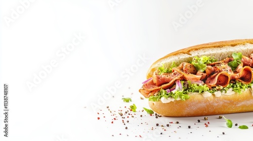 Fresh Hoagie Sandwich with Toppings on Deli Counter