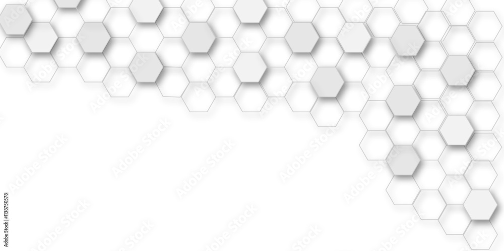 Abstract white and grey hexagon technology geometric pattern concept white background. Use for template, wallpaper, website vector illustration. Abstract white and grey hexagon technology geometric pattern concept white background. Use for template, wallpaper, website vector illustration.
