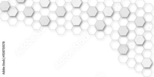 Abstract white and grey hexagon technology geometric pattern concept white background. Use for template, wallpaper, website vector illustration.