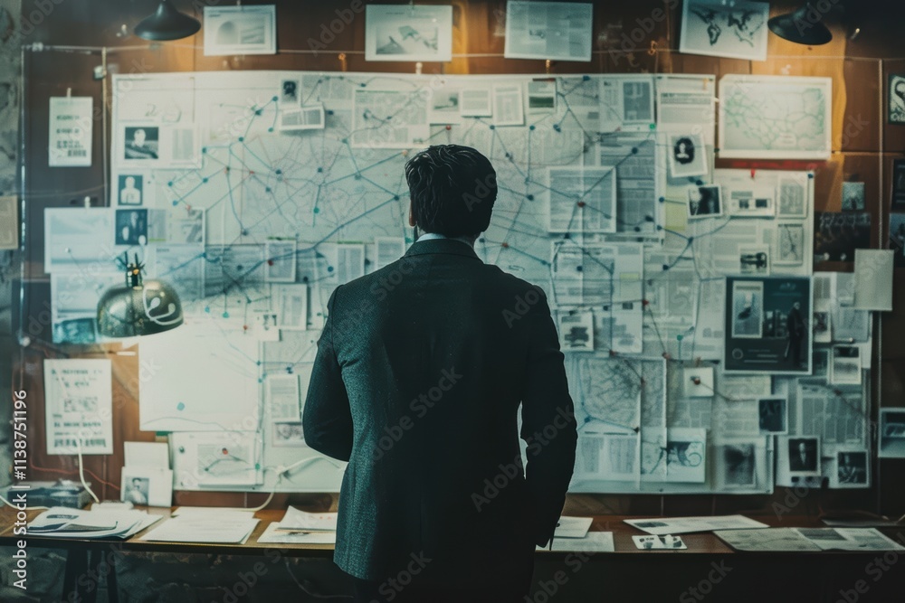 Detective Analyzing Clues on Whiteboard for Crime Investigation Theories and Strategies Detective Analyzing Clues on Whiteboard for Crime Investigation Theories and Strategies