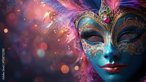 Colorful carnival mask enhances festive spirit during vivid celebration