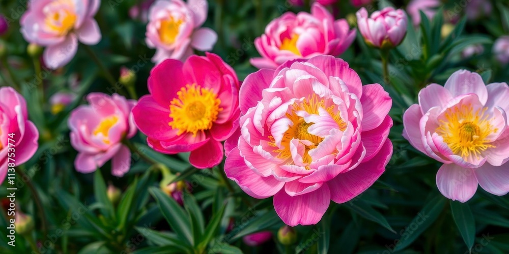 Pink peony flowers in full bloom creating a beautiful and vibrant background, beautiful, nature Pink peony flowers in full bloom creating a beautiful and vibrant background, beautiful, nature