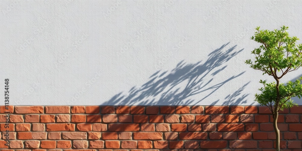 Realistic shadow effect of a tree casting a shadow on a wall, design, shadow