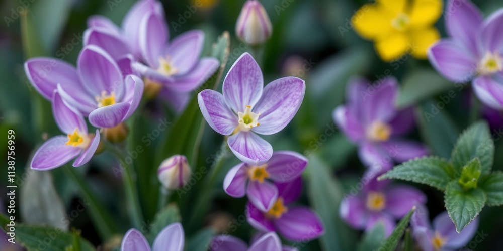 Vibrant purple flower petals and leaves, close-up, nature, floral Vibrant purple flower petals and leaves, close-up, nature, floral