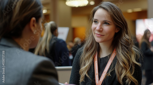 Career Fair Interaction with Job Seekers Networking in Professional Booths