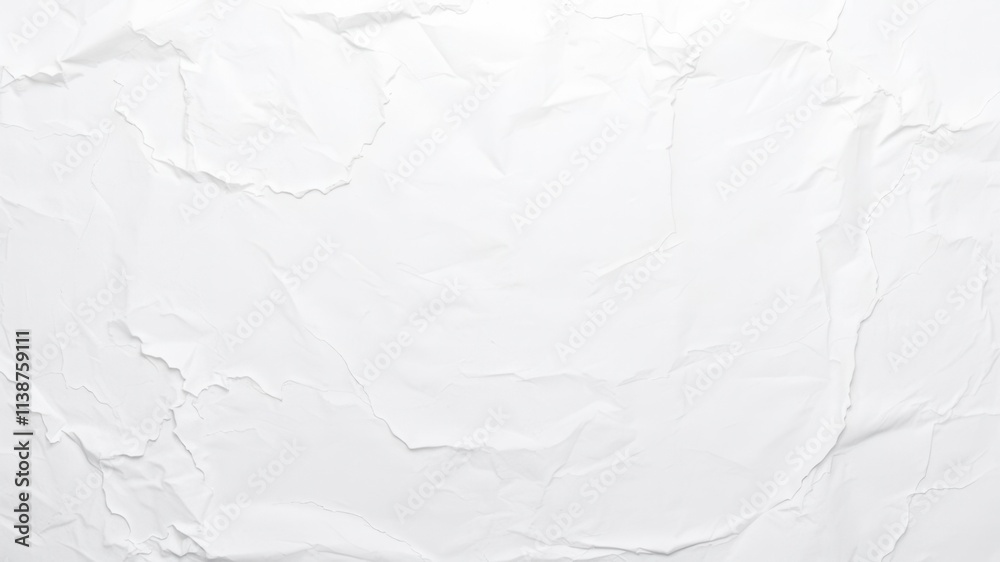 Obraz premium White creased poster texture with a textured and wrinkled surface, ideal for design backgrounds or mockups, creased, blank