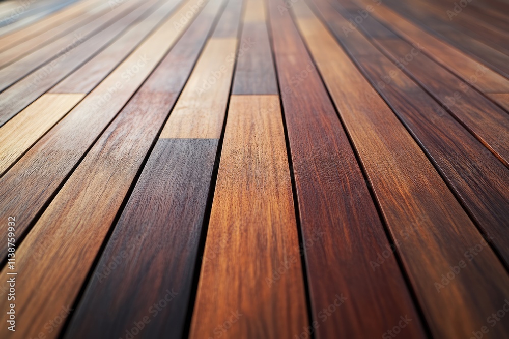 Modern Ipe Decking with Elegant Wooden Patio in Tropical Setting, Low Angle Perspective Modern Ipe Decking with Elegant Wooden Patio in Tropical Setting, Low Angle Perspective