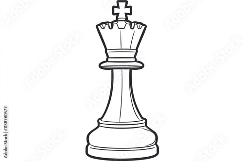 Line art illustration of a chess queen piece.