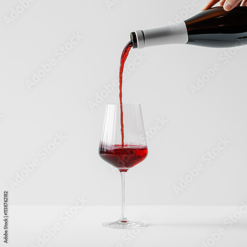 red wine pouring into glass