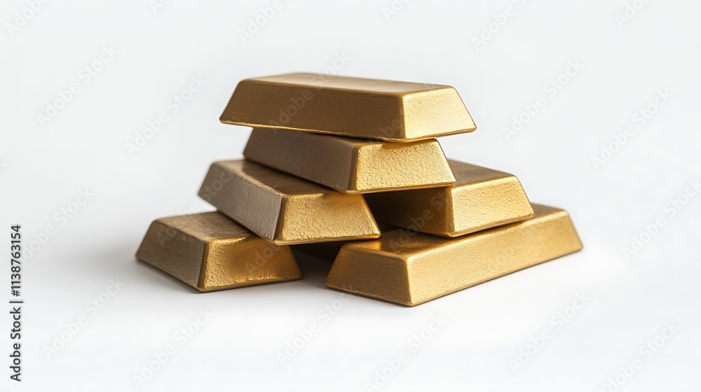 Tower of Gold Bars Isolated White Background Luxury Scene Picture Tower of Gold Bars Isolated White Background Luxury Scene Picture