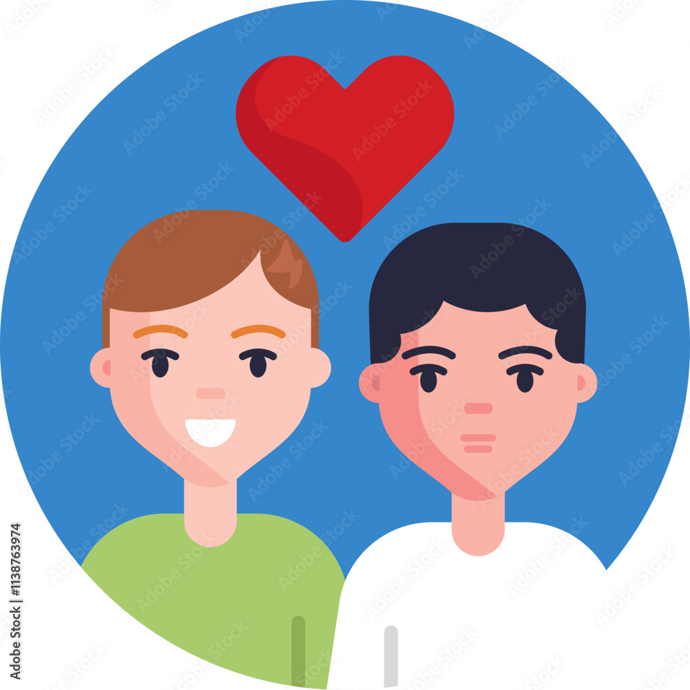 Fototapeta premium This icon portrays a loving couple from the LGBTQ+ community, symbolizing inclusivity, acceptance, and the beauty of diverse relationships.