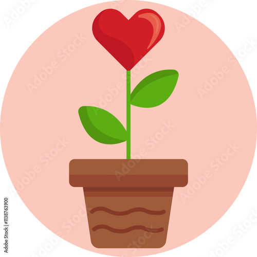 A vibrant, heart-shaped plant with lush green leaves symbolizes the growth of love.