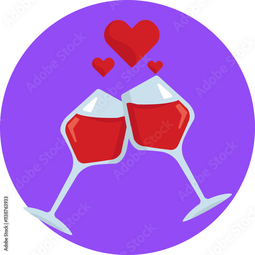 A sleek and elegant depiction of two wine glasses clinking together, symbolizing celebration and love.