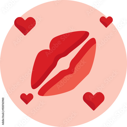 A minimalist representation of a kiss, featuring two lips forming a gentle pout, symbolizing love, affection, and tender emotions.