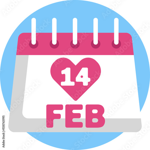 A heart-shaped symbol marks February 14th on a sleek, minimalist calendar page, symbolizing the celebration of love and affection.