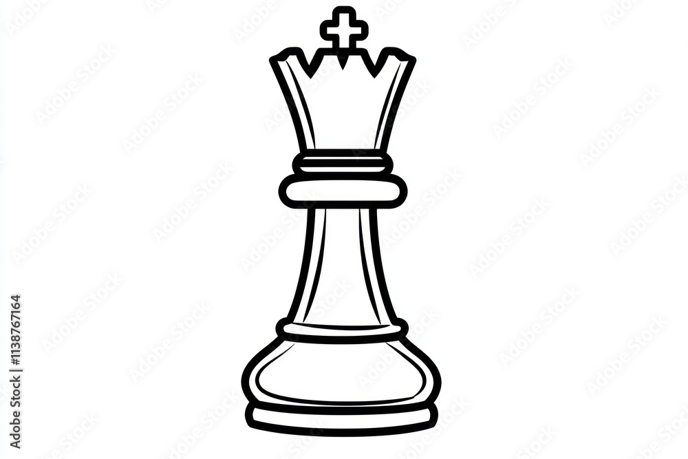 Line art illustration of a chess queen piece. (3) Line art illustration of a chess queen piece. (3)