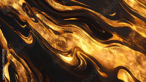 Marble surface with golden veins reflected. Aureate. Illustration photo