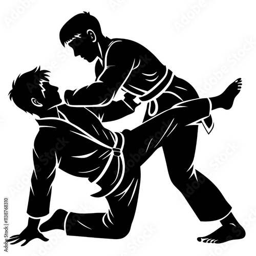 Jiu Jitsu Martial Arts Grapple Silhouette 